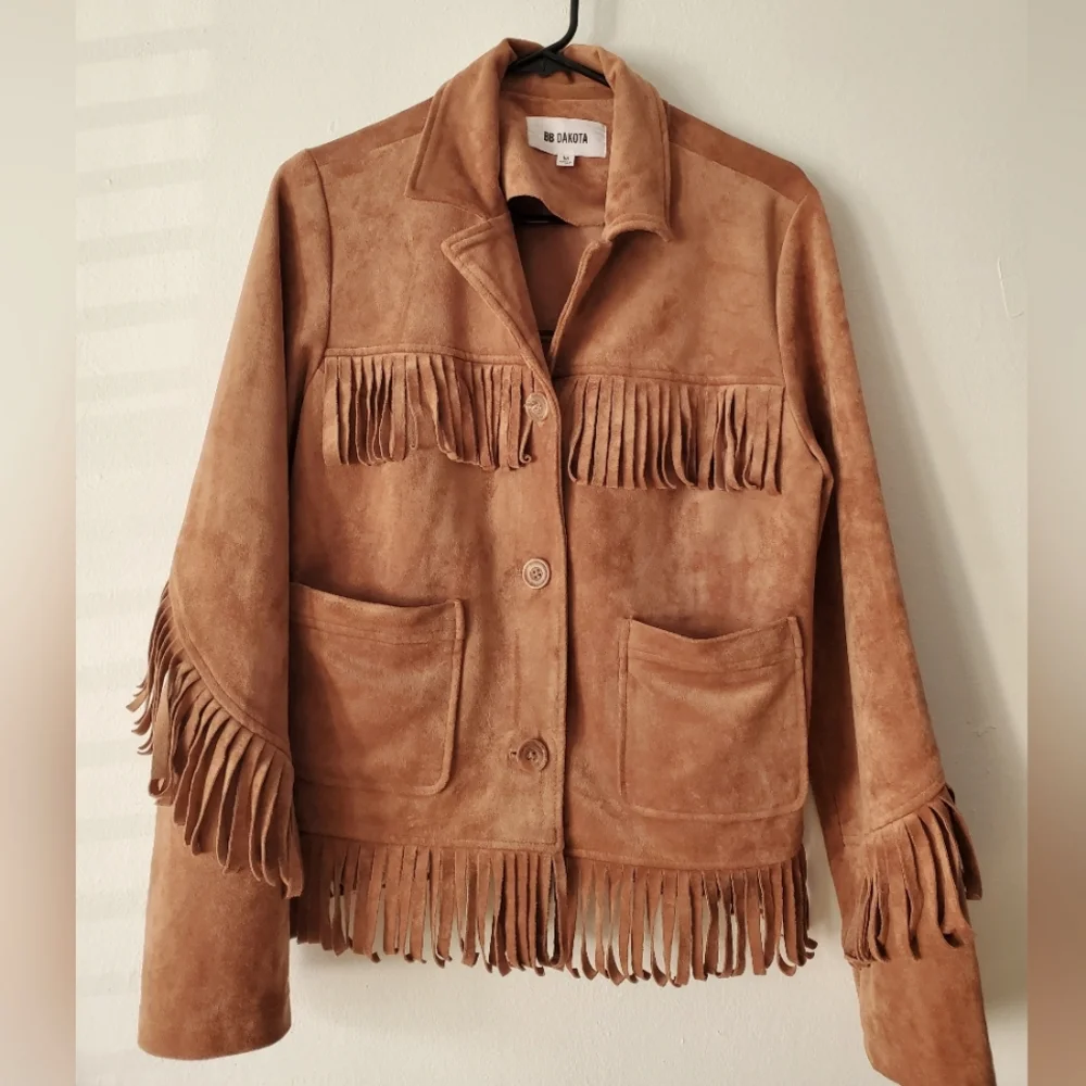 Faux Suede Fringe Jacket